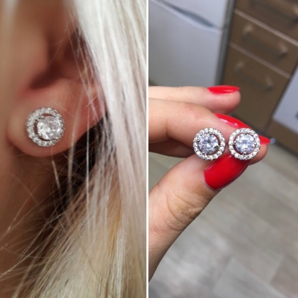 Cubic Zirconia Stud Earrings - Picture 2 of 6